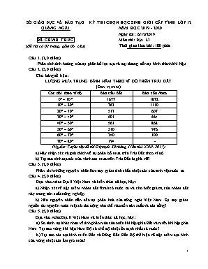 Đề thi chọn học sinh giỏi cấp tỉnh môn Địa lý Lớp 12 - Năm học 2019-2020 - Sở giáo dục và đào tạo Quảng Ngãi